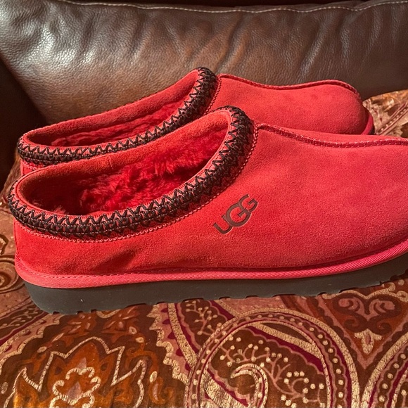 ***SOLD**UGG Tasman Mens Size 12 Samba Red Suede Comfort Slip On - Picture 5 of 14